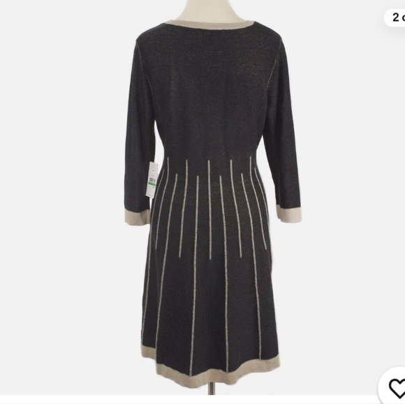 JESSICA H Heathered Gray &Tan Knit Sheath Sweater Dress Women's SizeLarge GUC - Picture 3 of 11